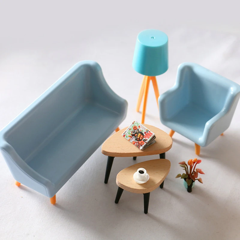 

1 Set High Quality DIY Dollhouse Mini Living Room TV Sofa Set Wooden Furniture For Dollhouse Decals New