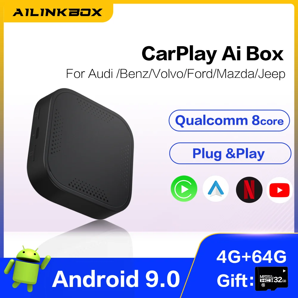 

Android 9,0 Carplay Ai Box беспроводной Android Авто Youtube Netlix автомобильный мультимедийный плеер Carlinkit для Audi Benz Volvo Mazda
