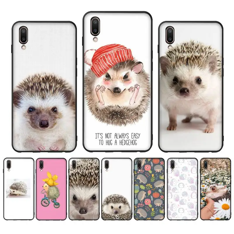 

Cute Animal Hedgehog Phone Case For Oppo Reno Realme C3 6Pro Cover For vivo Y91C Y17 Y19 Funda Capa