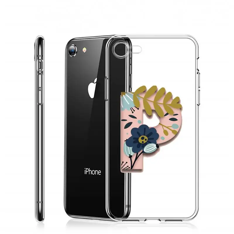 

Name DIY capital letters Phone Case Transparent for Clear iPhone 11 12 8 7 6 6S Plus X 5S SE 2020 XR mini pro XS MAX