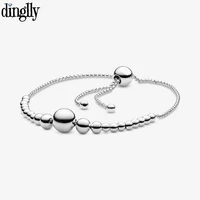 dinglly new adjustable size round ball beads bracelets fit original silver color bracelet for women boy girl child bangle gift