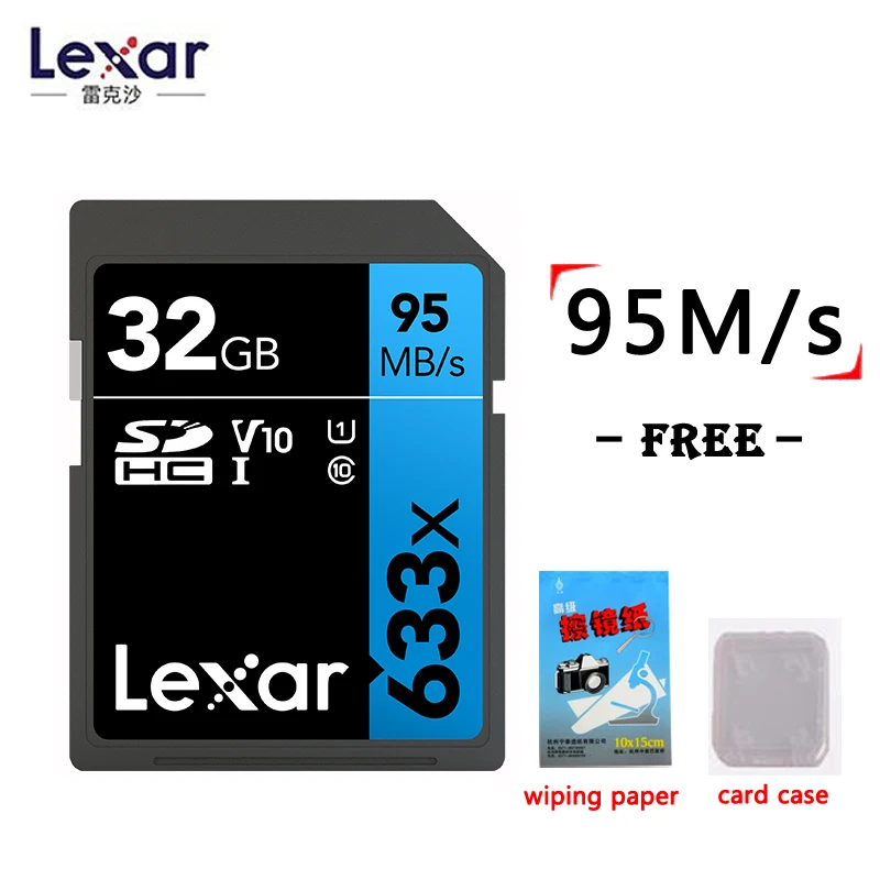 Lexar Genuine 95MB/s 633x SD Card 32/64/128/256/512GB  flash card SDHC/SDXC U1U3 Class 10 Memory sd Card  For DSLR HD video card
