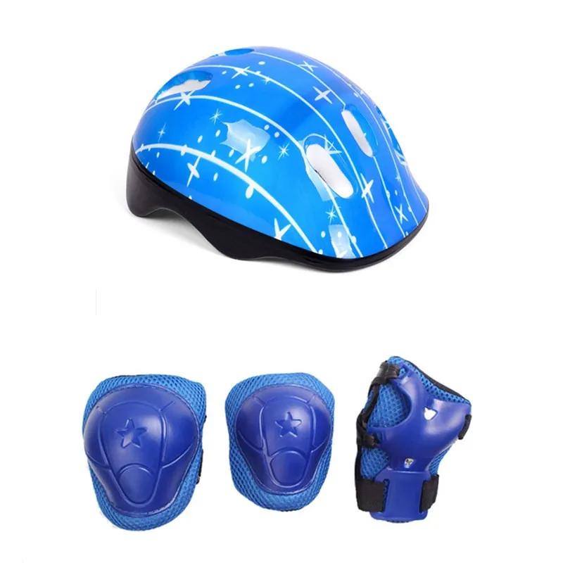 Helmet And Pad Blue Высокая плотность детей шлем велосипеда скейтборд катание Велоспорт для верховой езды дети Велосипедные шлемы Ciclismo Casco и защитные наколенники - Цвет: Helmet And Pad Blue