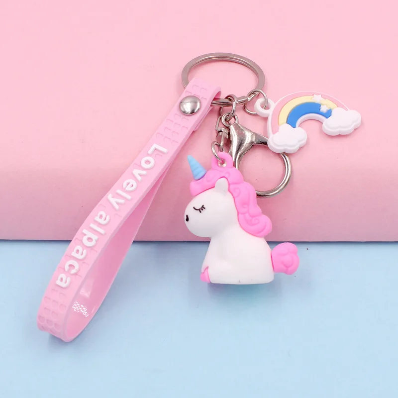 Лидер продаж 2020 стильные милые брелки для ключей в виде единорога из ПВХ с куклой