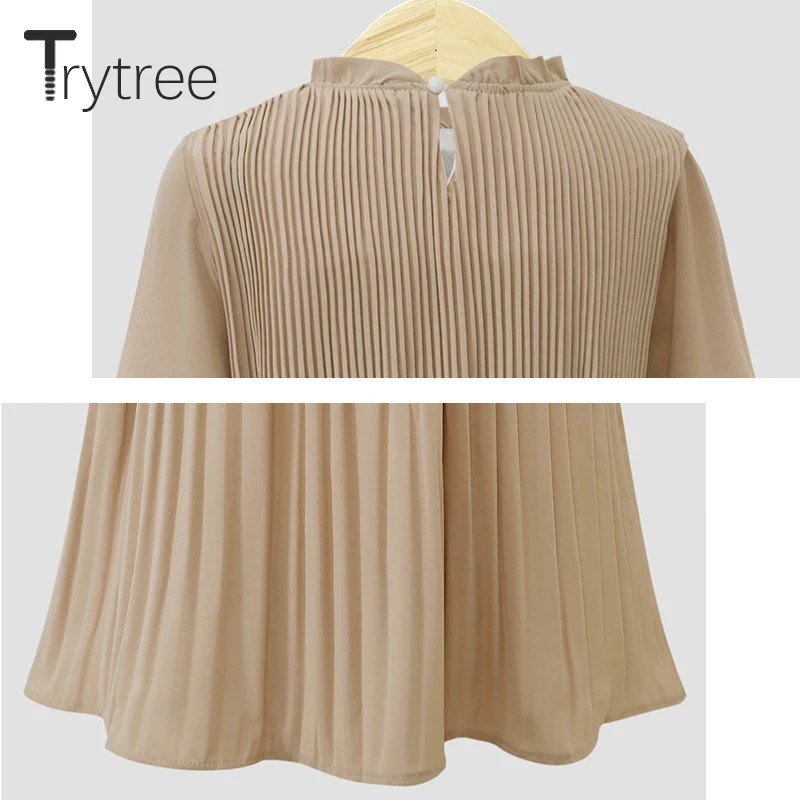 Trytree 2020 весеннее женское платье повседневное плиссированное с расклешенными