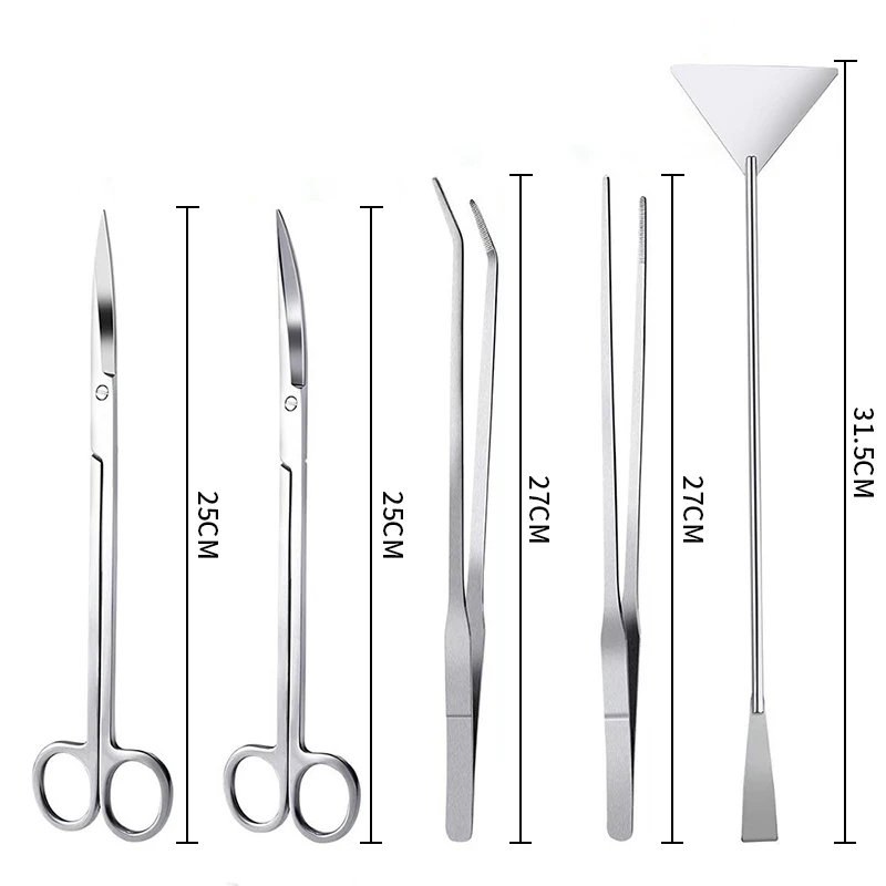

Stainless-Steel Aquarium Aquatic Plant Tool Set Tweezers Container Water Scissors Spatula Grass Maintenance Accessory