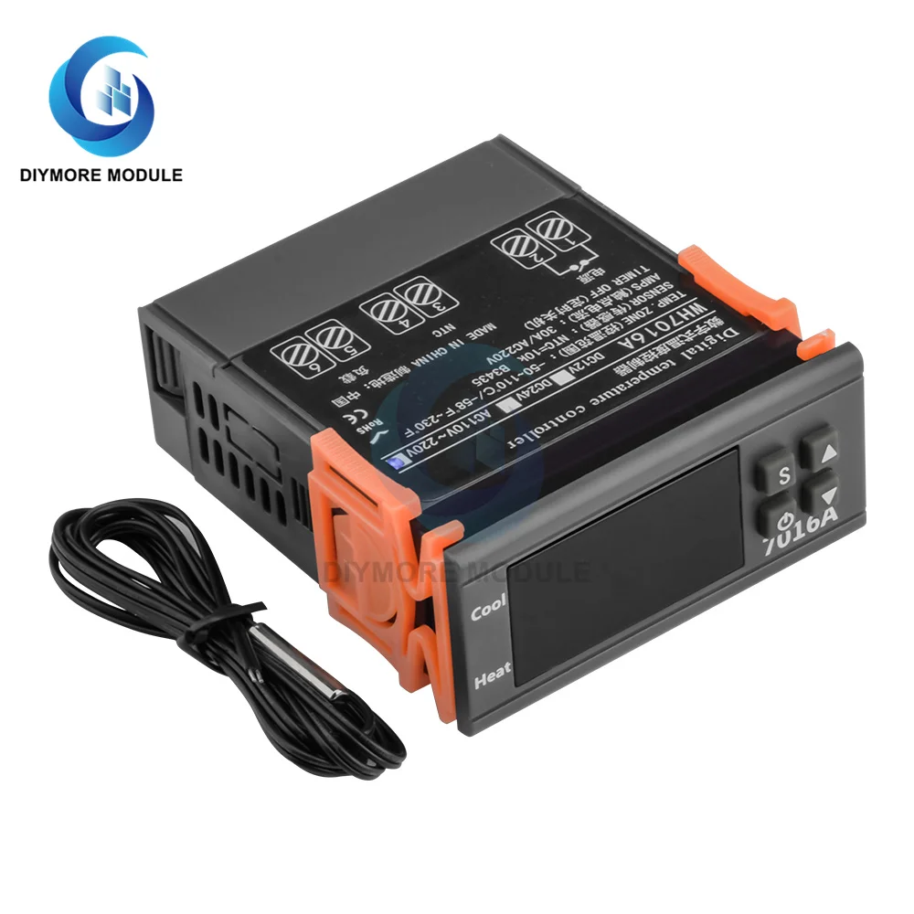 Цифровой регулятор температуры термостат с NTC сенсором нагревом и охлаждением