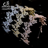 fashion leaf flower crystal headbands for women wedding hair accessories bridal crown cubic zirconia tiaras dinner jewelry gifts