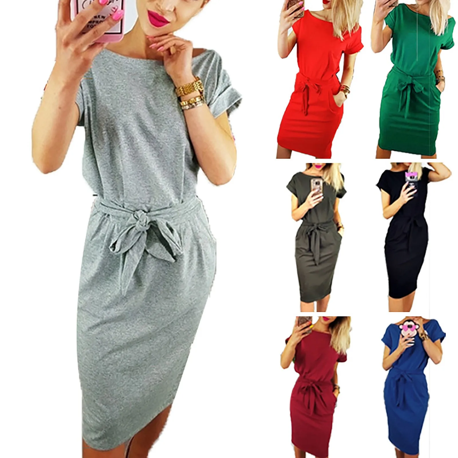 

Женское вечернее платье с рукавами и карманами, повседневное короткое праздвечерние чное летнее женское платье