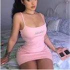 Женские сексуальные платья на бретельках с U-образным вырезом без рукавов облегающая Клубная одежда с принтом со стразами и надписью для женщин