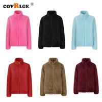 covrlge autumn winter women jackets coat new polar fleece fabric jacket with zipper casual women outerwear jacket coats wwk001