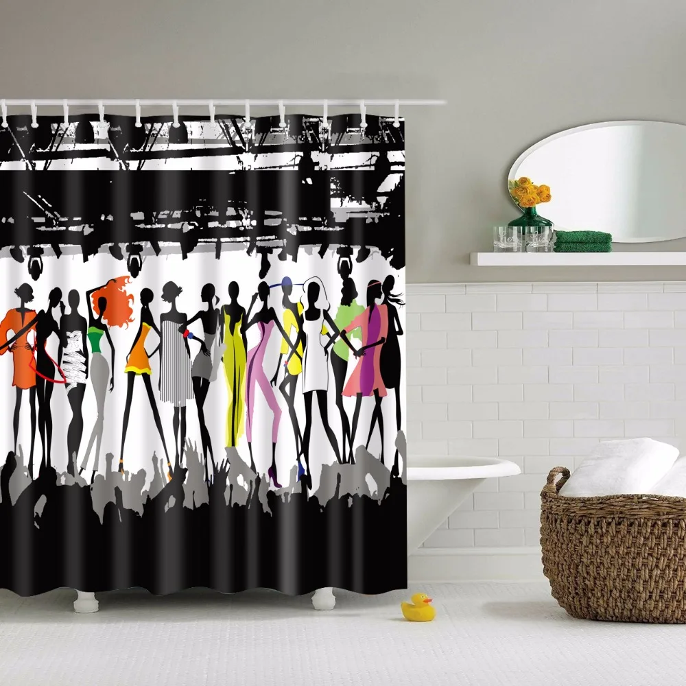 Цветочные занавески для душа портретная Женская водонепроницаемая занавеска