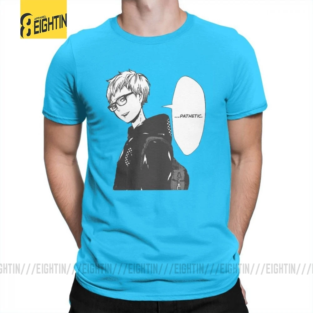 Футболки Haikyuu, футболки Tsukishima Kei, Классические летние футболки с коротким рукавом и круглым вырезом, хлопок, комиксы, футболки для мужчин, большие размеры - Цвет: Medium Blue
