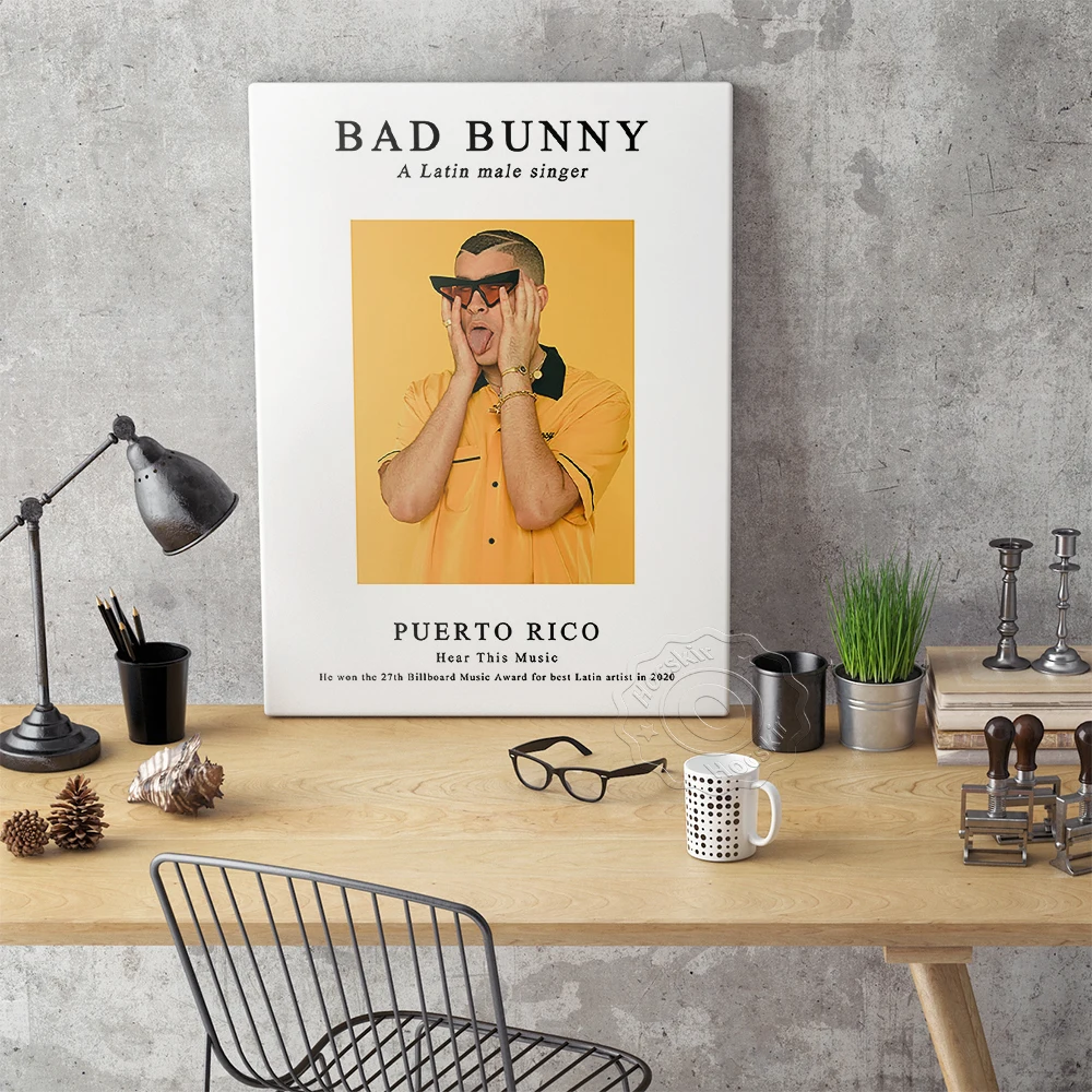 Плакат регги певица плохой кролик Порто-Рико настенные художественные принты