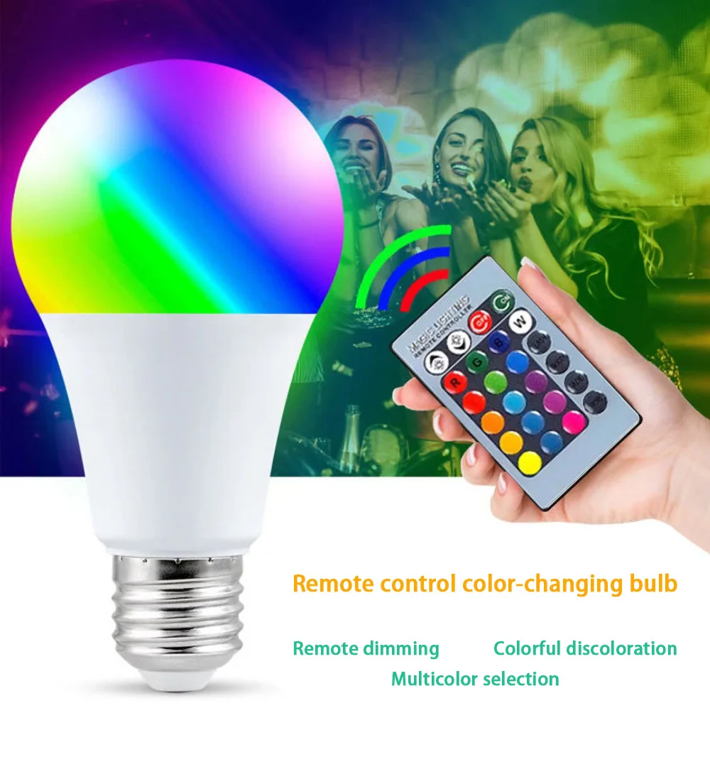 

Color-changing remote control bulb led colorful rgb bulb bulb highlight plastic package aluminum RGB 3W/5W bulb