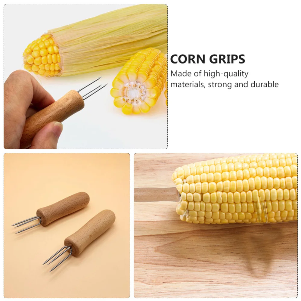 

8Pcs Stainless Steel Three-Pin Design Corn Holders Fruit Skewers for Cooking BBQ