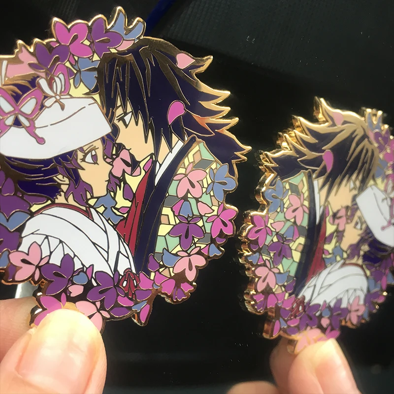

Anime Demon Slayer Kochou Shinobu Tomioka Giyuu Wedding Theme Metal Badge Brooch Pin Clothes 5.5x6cm Cosplay Collection Gift