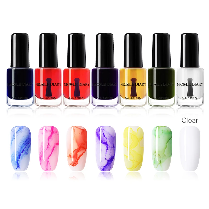 Акварельные чернила NICOLE DIARY лак для ногтей Гель с эффектом дыма размытые пузырьки