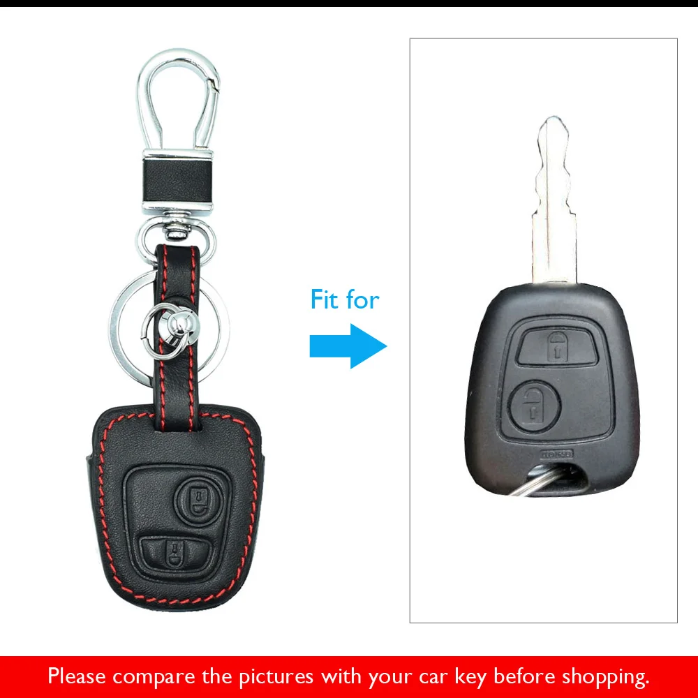 Автомобильный чехол из натуральной кожи для peugeot 106 107 206 207 307 408 RCZ 2 кнопки