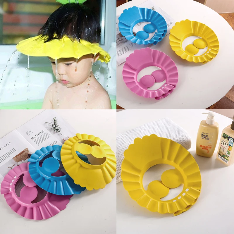 

Baby Kids Protection Ear Eye Safe Care Shampoo Bath Bathing Shower Cap Waterproof Wash Hair Shield Adjustable Elastic Cap