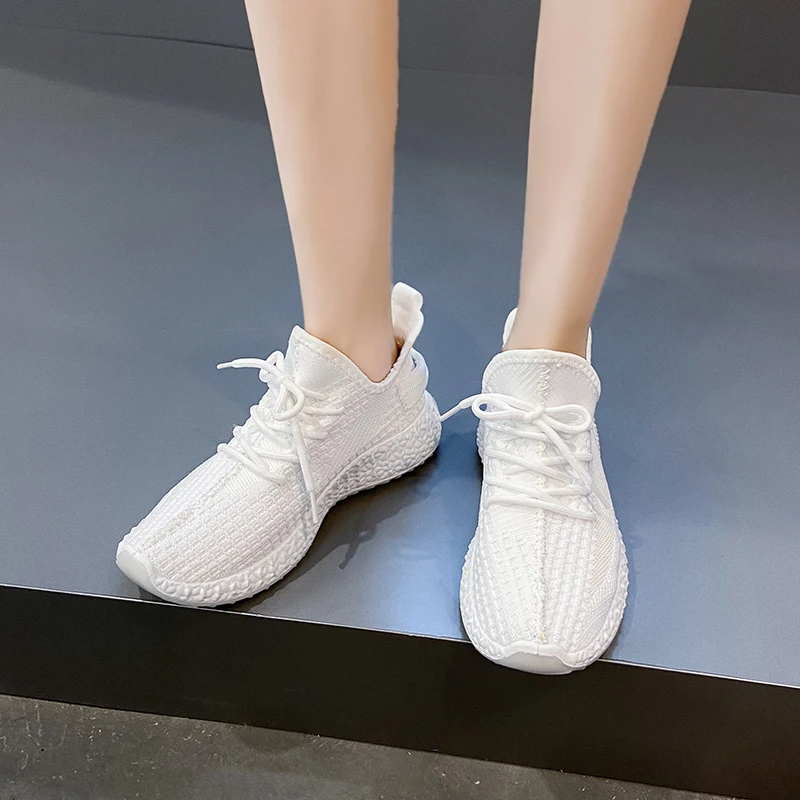 

Fashion Women Sneakers Flat Lace Up Casual Shoes Women Flying Breathable Comfortable Walking Running Sport Shoes