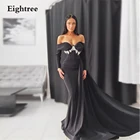 Черное вечернее платье с длинным рукавом, с Боковым Разрезом