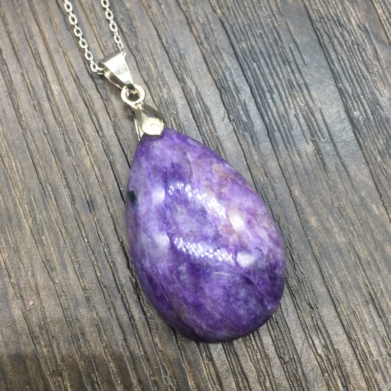 Женский кулон CSJ натуральный Чароит ожерелье для девушек и женщин вечерние