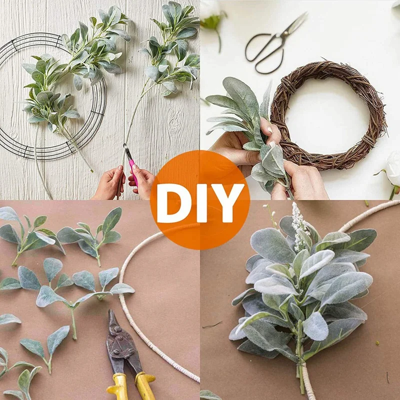 2 Pcs Artificial Flocked Lambs Ear Garland - 6Ft/Piece Soft Faux Vine Greenery and Leaves for Framhouse Mantle Decor | Дом и сад