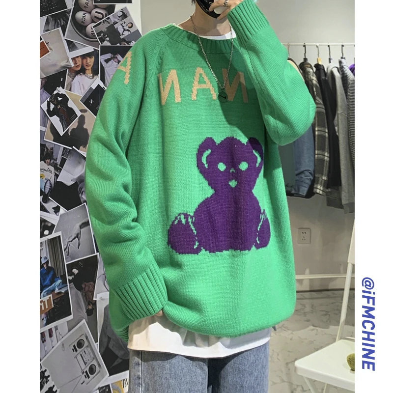 Новинка 2019 большой размер зимний простой популярный мужской свободный свитер в