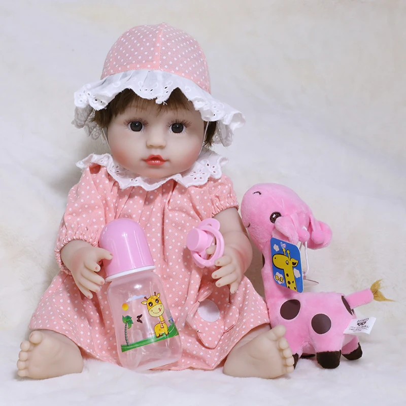 

45CM Reborn Baby Dolls Full Body Silicone Toys For Girls Short Hair Lifelike New Born Bebe Reborn Toddler With Magnetic Pacifier