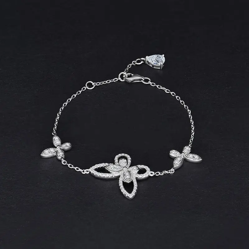 

Jazaz Fine 925 Sterling Silver Sparking Zircon butterfly Bracelet women Anniversary High quality Bride Band Party Gifts B0637