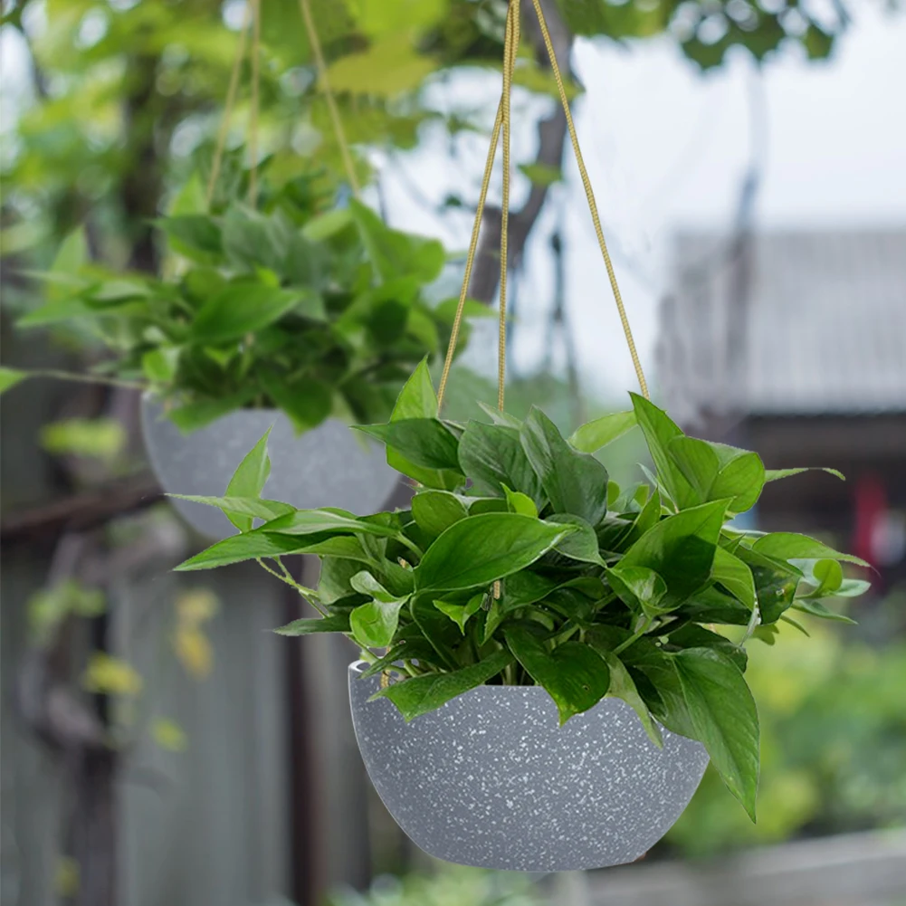 

2Pcs Hanging Pot Basket Plastic Plant Chain Modern Flower Plant Grow Pot Hanger Holder Planters With Nylon Rope For Home Garden