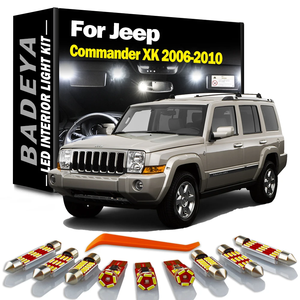 

BADEYA 14Pcs Canbus LED Interior Light Kit For Jeep Commander XK 2006 2007 2008 2009 2010 Car Led Bulbs Map Dome Lamp No Error