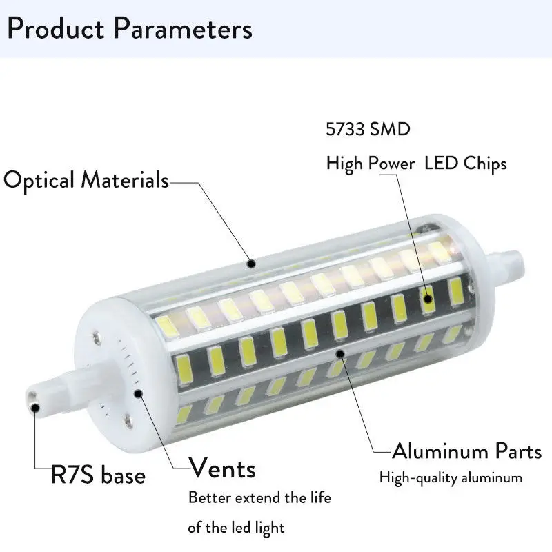 10X R7S ампулы Светодиодный прожектор светильник с регулируемой яркостью J78 J118 J189