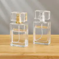 30ml 50ml Empty Clear Glass Perfume Bottles Square Spray Bottle Refillable Atomizer Travel Size Wholesale LX2512