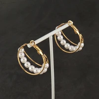 round circle earring large hoop earrings peal stainless steel earring pearl earrings statement earrings brincos korean jewelry