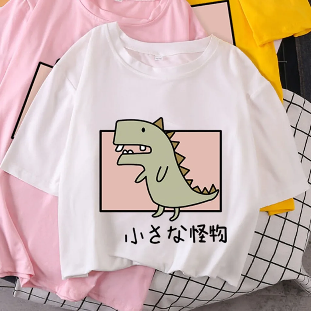 Милая футболка для женщин подростков Летняя одежда с короткими рукавами девочек