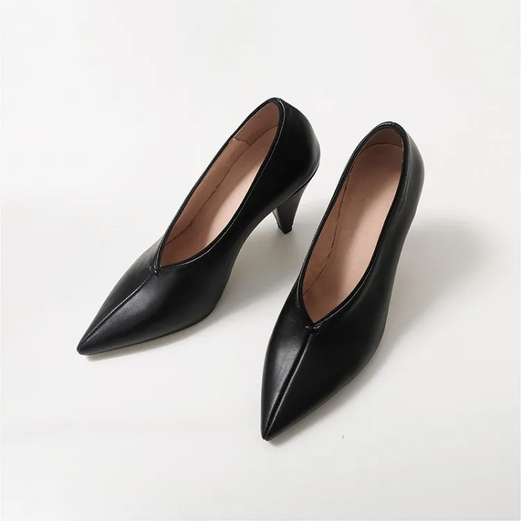 

small single pointed thick-heeled women's 2020 season high-heeled shoes