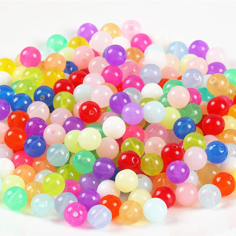 

Бусины из желтого акрила для изготовления ювелирных изделий, 6/8/10/12 мм