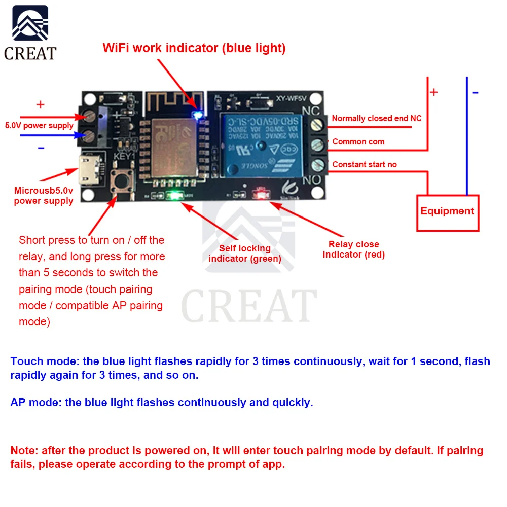 XY-WF5V WIFI мобильный телефон релейный модуль дистанционного управления 5V Smart Voice Phone