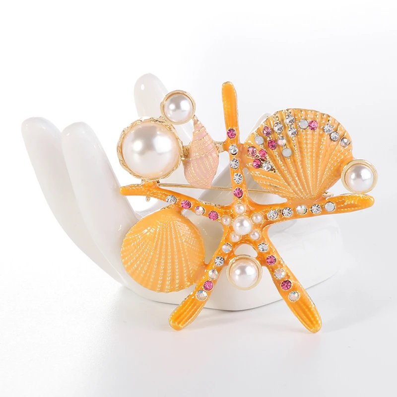 1 шт. корсажная брошь в виде пятиконечной звезды ракушки для одежды креативная