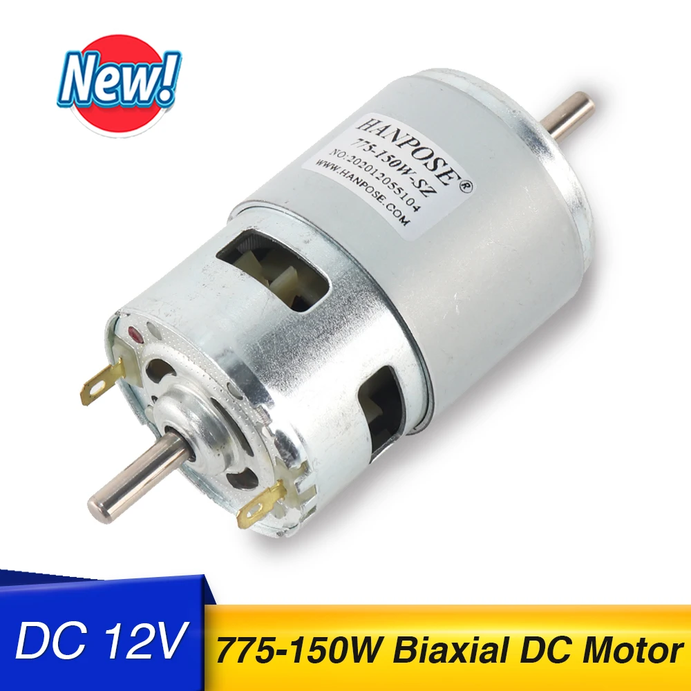 775 150W Двухосная двигатель постоянного тока 12V 12000 об/мин мотор шпинделя