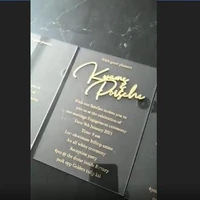 clear acrylic wedding invitations with laser cut mirror acrylic card name