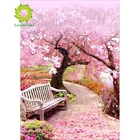 Алмазная картина полностью квадратная, круглая розовая Бриллиантовая вышивка с изображением дерева Стразы картинки Алмазная мозаика Луна волк