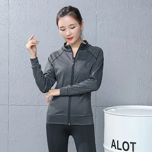 Gray Voobuyla, женские куртки для бега, для активного спорта, бега, йоги, куртка для спортзала, фитнеса, спорта, быстросохнущая, для бега, с длинным рукавом, куртка - Цвет: Gray