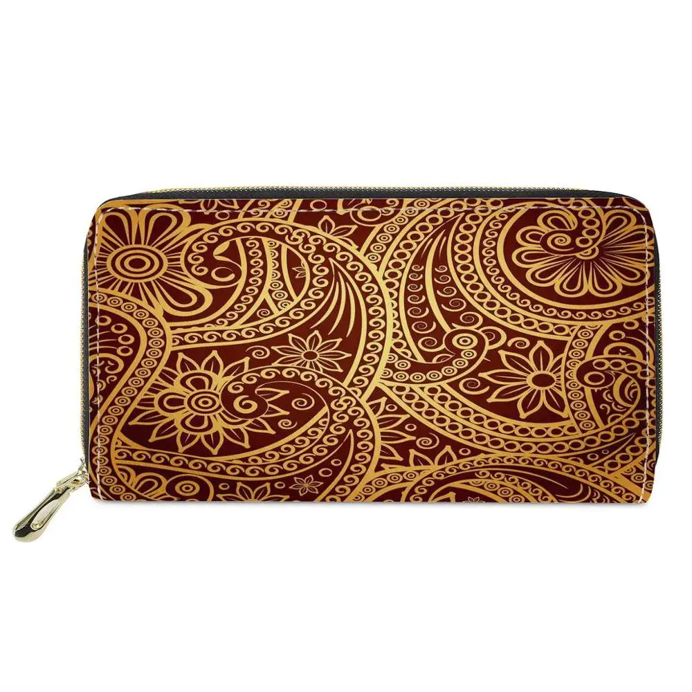 

Polynesian tribal style Travel Money Card Holder Wallet Girls Zipper Purse PU Leather Custom Sublimation Wallet For Woman