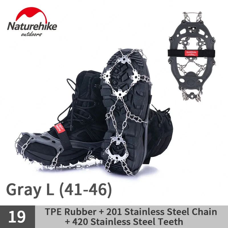 19 Teeth - L Naturehike 13-19 зубы Исследуйте простой снег коготь ТПЭ снег альпинистское оборудование 420 нержавеющая сталь зубы противоскользящая цепь шип - Цвет: 19 Teeth - L