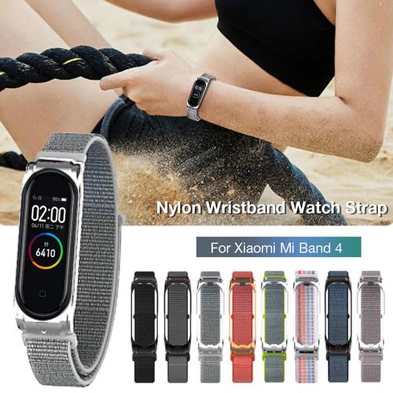 Сменный нейлоновый ремешок для наручных часов металлический корпус Xiaomi Mi Band 3 4