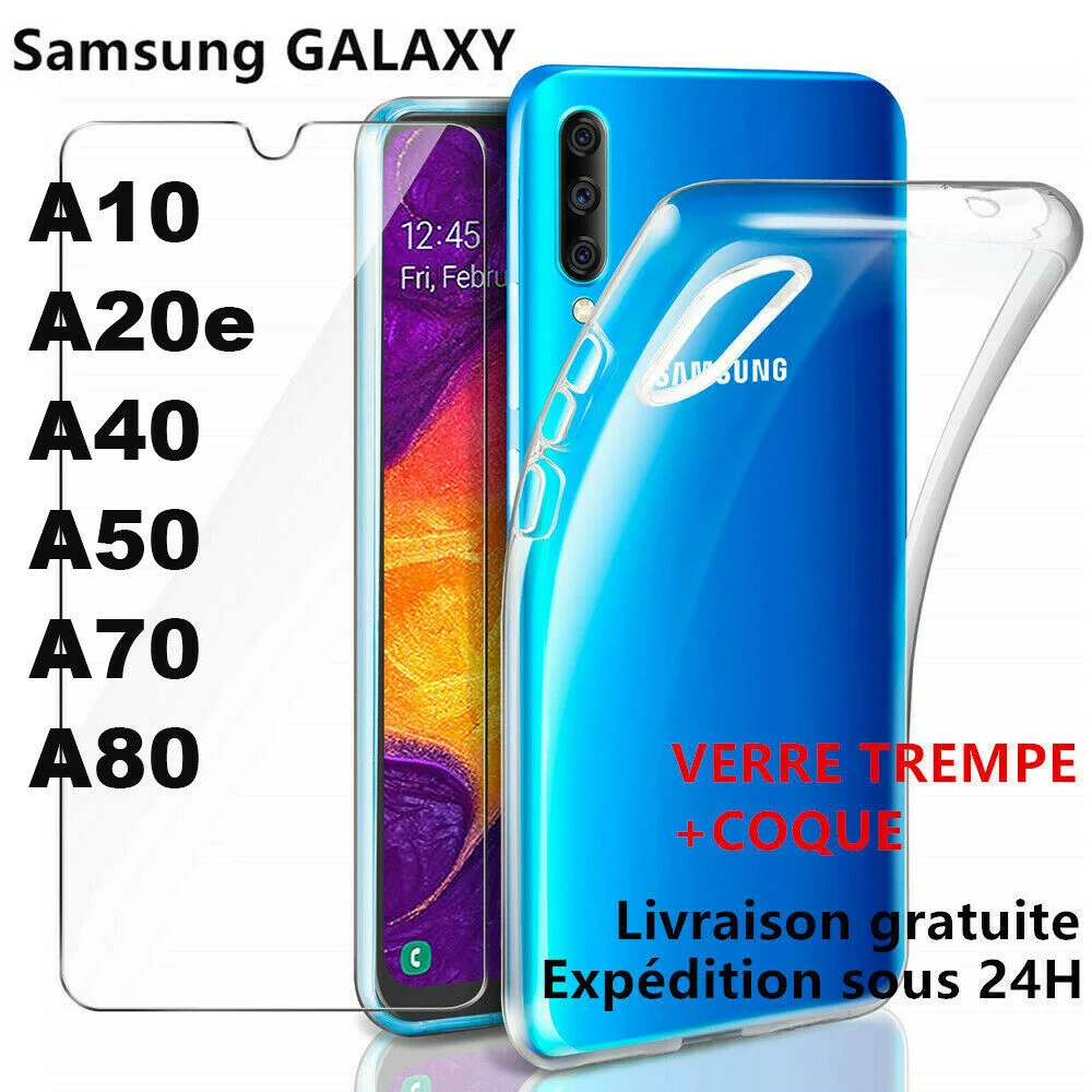 

FOR SAMSUNG GALAXY A50/A40/A70/A20e/A10/A80 HOUSSE+ VITRE EN VERRE TREMPE ETUI COQUE