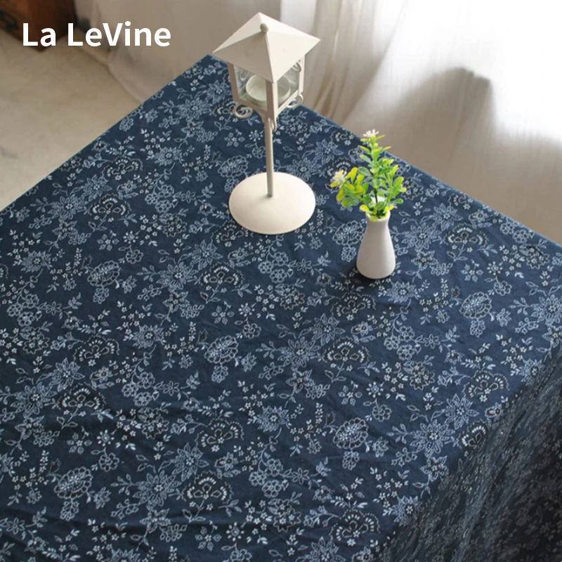 Tablecloth Cotton Linen Kitchen Tea Ceremony Spreading Japanese Blue Flower Cover Cloth Cafe Rectangular Outdoor Table Towel | Дом и сад